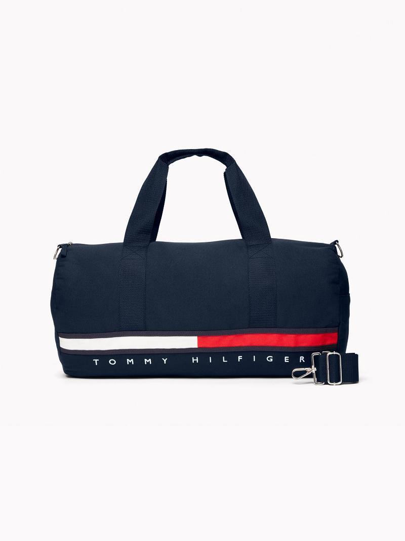 Férfi Tommy Hilfiger Stripe Small Duffle Táska Sötétkék | HU 1490ILH